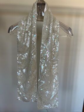 Jim Thompson White and Thai silk Sequin Scarf